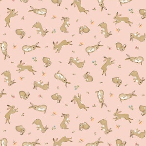 Pink Tossed Bunnies & Butterflies by Timeless Treasures Fabric // Quilting Cotton // 100% cotton woven // Easter Fabric // Rabbit Fabric
