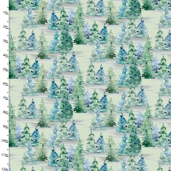 3Wishes Forest Friends Blue Trees Fabric // Quilting Cotton // Cotton Woven // 100% cotton // Woodland Fabric