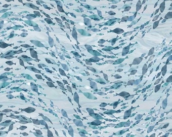 Gota en el Océano - Banco de Peces de Studio E Fabrics // Algodón para acolchado // Algodón tejido // 100% algodón // Tela Bajo el Mar
