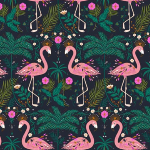 Jungle Luxe Flamingos by Dashwood Studios Fabric // Quilting Cotton // Cotton Woven // 100% cotton // Tropical Fabric
