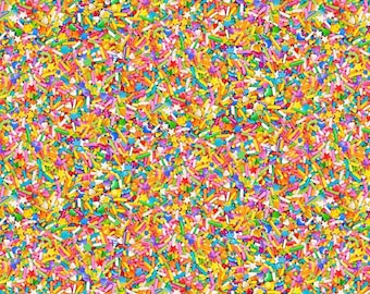 The Sweet Life - Rainbow Sprinkles by Timeless Treasures Fabric // 100% cotton // Quilting Fabric // Dessert Fabric