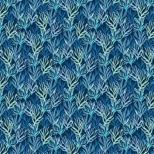 Underwater Wonders Deep Blue Coral by Wilmington Prints // Quilting Cotton // Cotton Woven // 100% cotton // Coral Reef Fabric