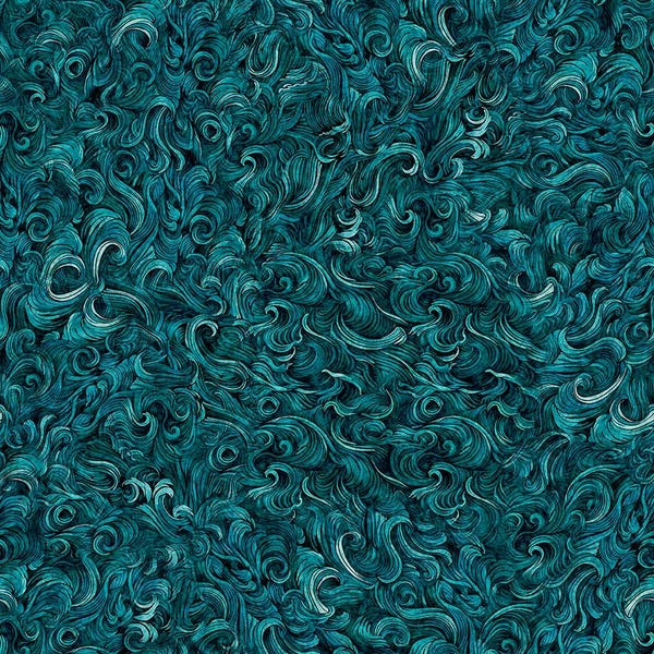 Deep Sea Dazzle - Waves Texture Teal by QT Fabrics // Quilting Fabric // 100% Cotton // Under the Sea Fabric