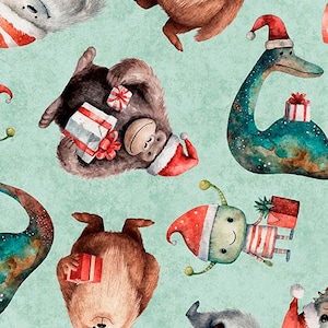 Gotta Have It Christmas Monsters by QT Fabrics // Quilting Fabric // 100% Cotton // Whimsical Fabric // Bigfoot Fabric
