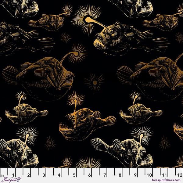 Mariana - Anglers Abound by Freespirit Fabrics // Quilting Cotton // Cotton Woven // 100% cotton // Deep Sea Fabric