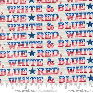 Red White and Bloom - Text and Words by Moda Fabrics // 100% cotton // Quilting Fabric // 4th of July Fabric // Patriotic Fabric