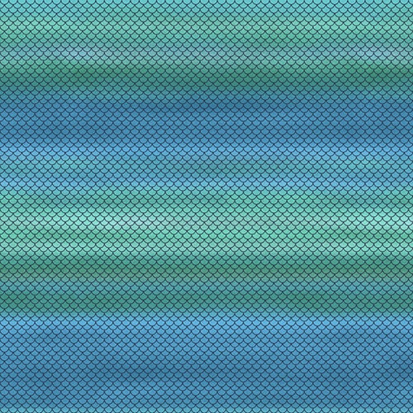Studio E Mermaid in Blue Jeans - Fish Scale Ombre Green Blue Fabric // Quilting Cotton // Cotton Woven // 100% cotton // Scale Fabric