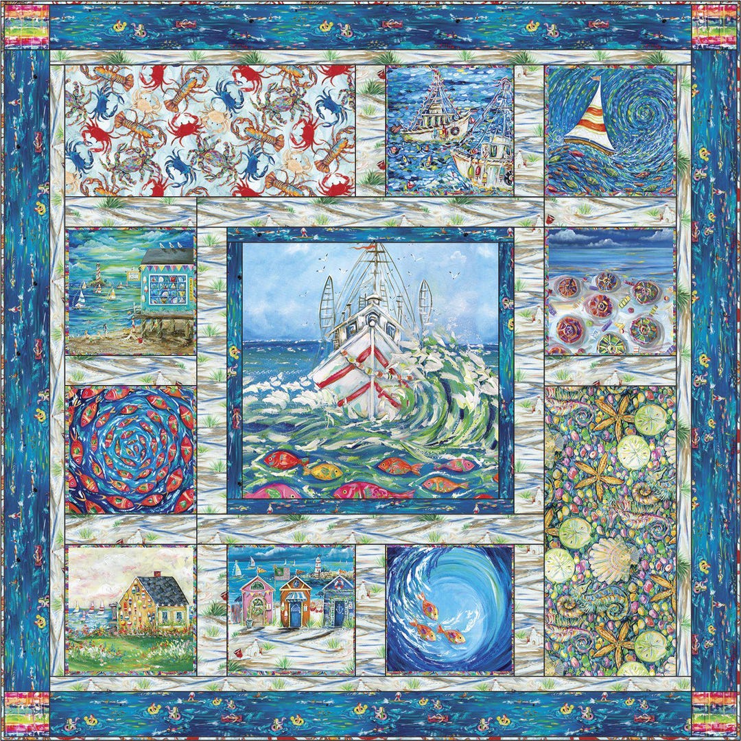 Seaside Summer Quilt Kit by 3 Wishes Fabric // 100% Cotton // Quilting ...