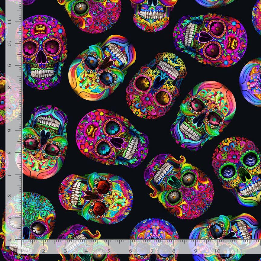 Day of the Dead Sugar Skulls Timeless Treasures Fabric // Quilting ...