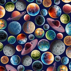 The Final Frontier Planets by Michael Miller // Quilting Cotton // Cotton Woven // 100% cotton // Space Fabric