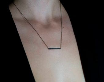 Geometrical necklace,platinized bar black short pendant, geometric design necklace, minimalistic pendant, minimal design