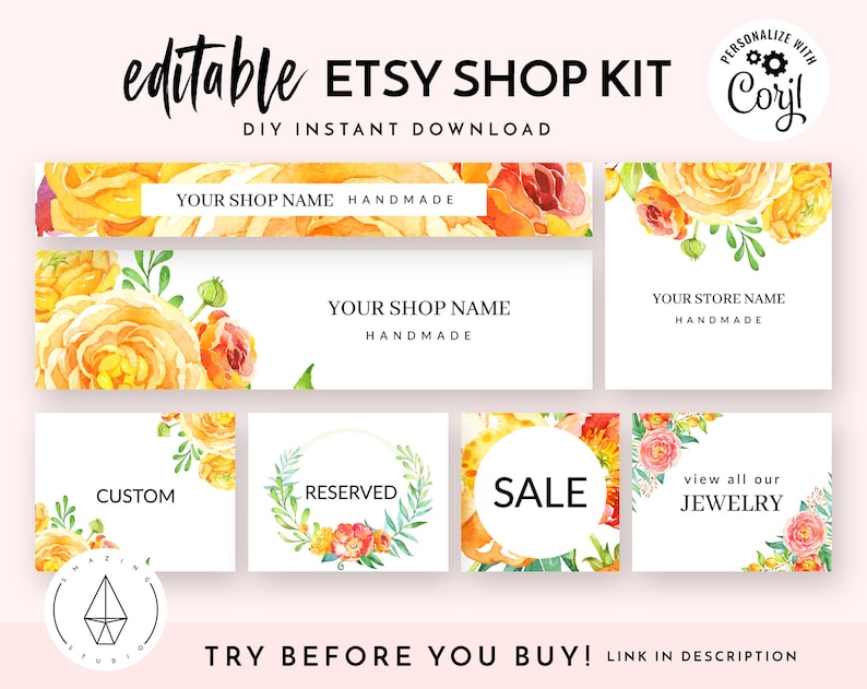 Etsy Shop Banner Set Etsy Shop Kit Etsy Shop Graphics Store Etsy