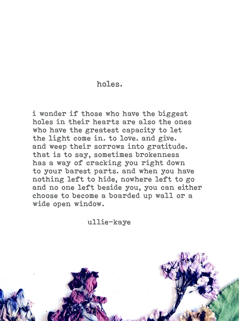 Holes 5 X 7 Poetry Card - Etsy Canada