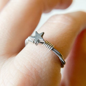 Star Ring | Hematite Ring | Star Shaped Jewelry | Dainty Ring | Guitar String Ring | Minimalist Jewelry | Celestial Rings