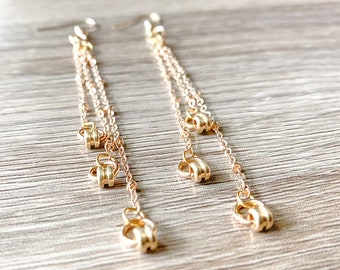 Guitar String Ball End Drop Earrings: Handmade Sterling Silver Hooks