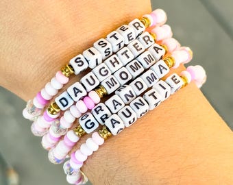 Personalized Letter Bead Bracelet, Custom Name Jewelry, Beaded Gemstone Gifts, Inspirational Bracelet, Custom Letter Bracelet