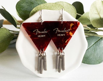 Guitar Pick Earrings: Repurposed String Dangle, Music Lover Jewelry
