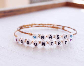 Custom Letter Bead Bracelet: Repurposed Guitar String Friendship Jewelry