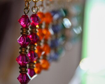 Guitar String Earrings: Handmade Bicone Bead Drop Earrings