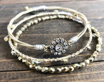 Bohemian Bracelet / Guitar String Jewelry / Stackable Bracelets Set / Bracelet for Her