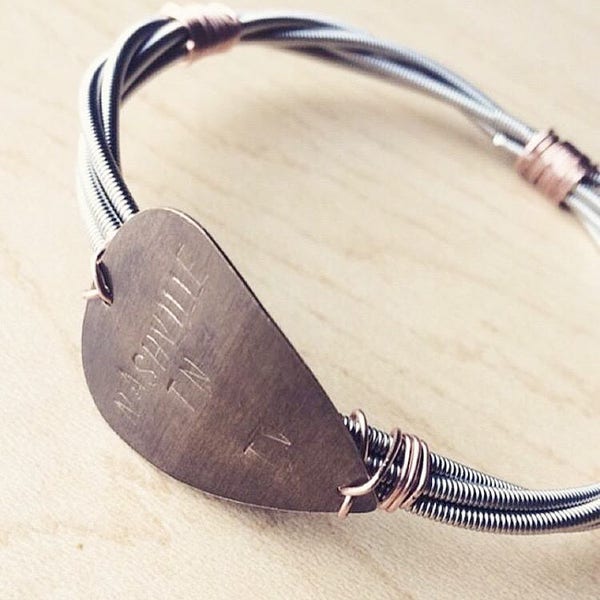 Custom Guitar Pick | Music Gifts | Bracelet For Him | Bass String Bracelet