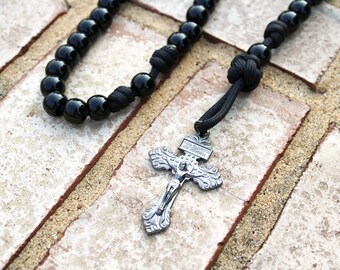 Handmade Paracord Rosary | Catholic Rosary | Durable Men’s Rosary | Black Bead Rosary | Prayer Rosary | Confirmation Gift | RCIA Gift