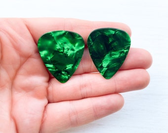 Handmade Guitar Pick Stud Earrings: Nickel Free Music Lover Gift