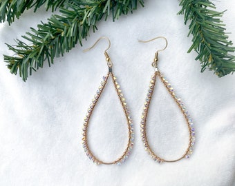 Crystal Beaded Guitar String Earrings: Sterling Silver Hooks