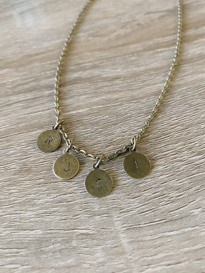 Monogram Necklace Handmade Hand Stamped