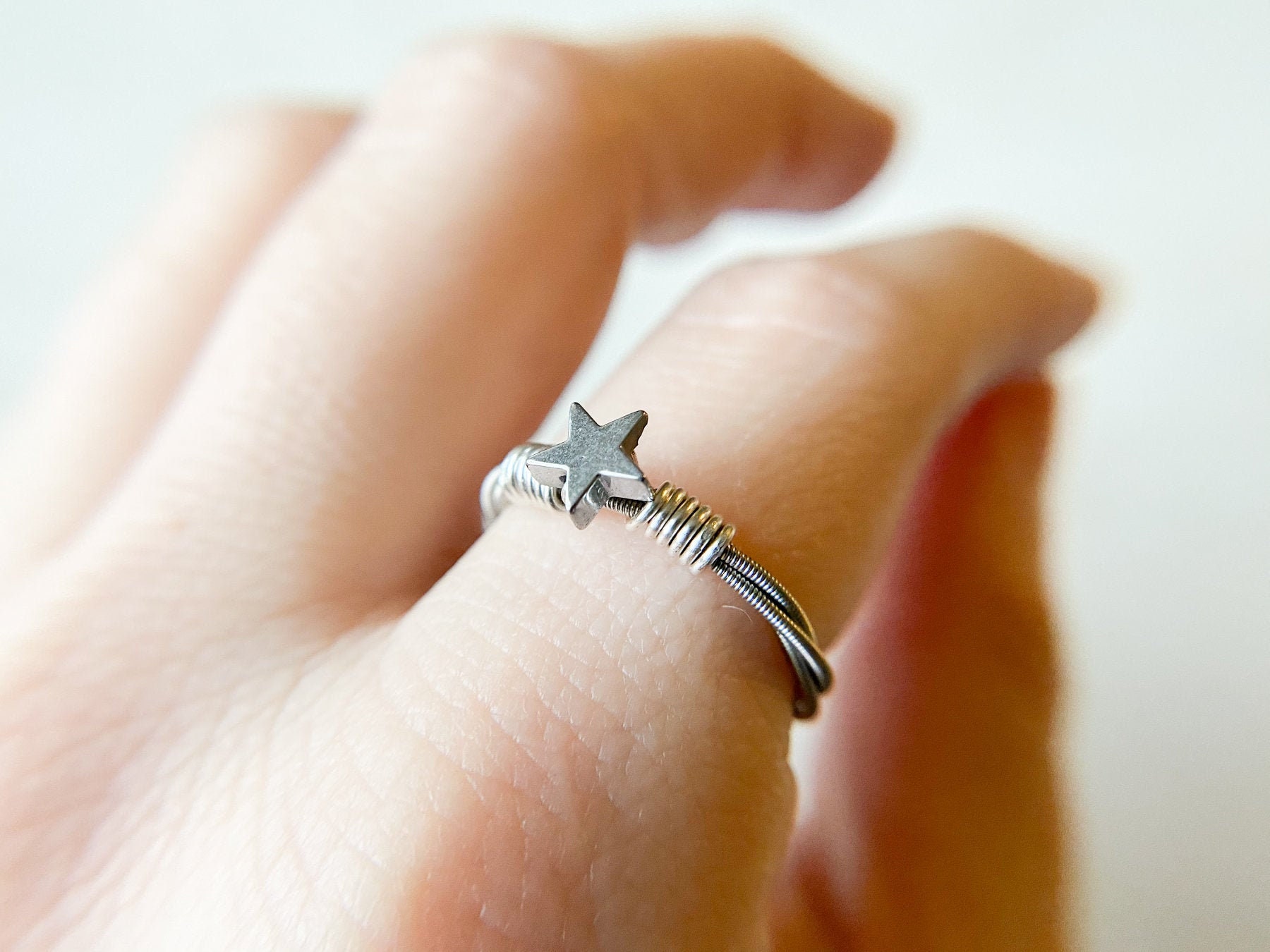Gold or Silver Ring Hematite Star Jewellery Gold Star Star Stacking Ring Hematite Jewellery Silver Star Star Jewellery Handmade Ring