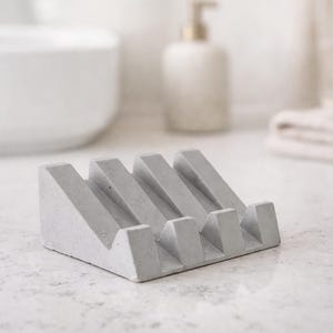 Soap Dish, Draining Soap Dish, Soap Holder, Sponge Holder, Cement, Modern, Minimalist , Bathroom Accessories, Soap Bar, Kitchen image 8