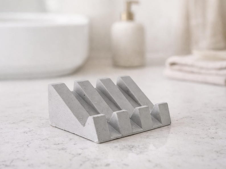 Soap Dish, Draining Soap Dish, Soap Holder, Sponge Holder, Cement, Modern, Minimalist , Bathroom Accessories, Soap Bar, Kitchen image 8