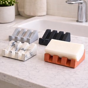 Soap Dish, Draining Soap Dish, Soap Holder, Sponge Holder, Cement, Modern, Minimalist , Bathroom Accessories, Soap Bar, Kitchen image 1