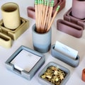 Desk Organizer set, Concrete Desk Accessories, Pen Holder, Sticky Note Holder, Paperclip Holder, Business Card Holder, Modern Office Decor