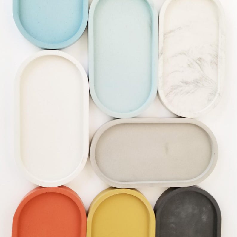Tray, Bathroom Tray, Oval, Kitchen Tray, Concrete Tray, Jewelry Tray, Minimalist, Soap Bottle Tray, Kitchen Accessories, Bathroom Accesories image 10