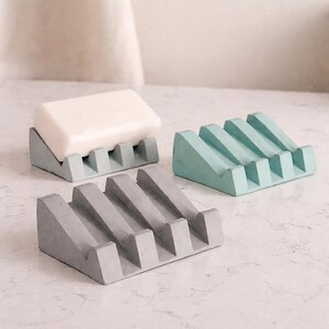 Soap Dish, Draining Soap Dish, Soap Holder, Sponge Holder, Cement, Modern, Minimalist , Bathroom Accessories, Soap Bar, Kitchen image 7