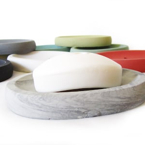 Soap Dish - Concrete Soap Dish - Modern Bathroom - Oval Cement - Bathroom Accessories - Soap Dish with Drain Holes - Beton - Minimalist