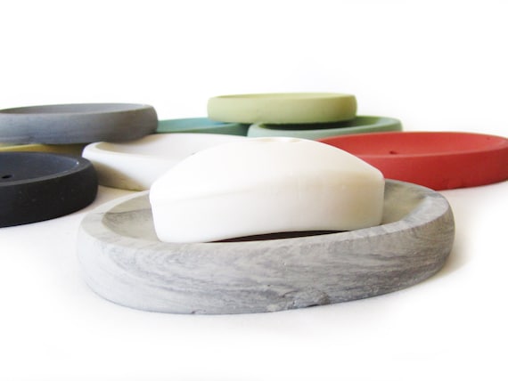 Soap Dish - Concrete Soap Dish - Modern Bathroom - Oval Cement - Bathroom Accessories - Soap Dish with Drain Holes - Beton - Minimalist