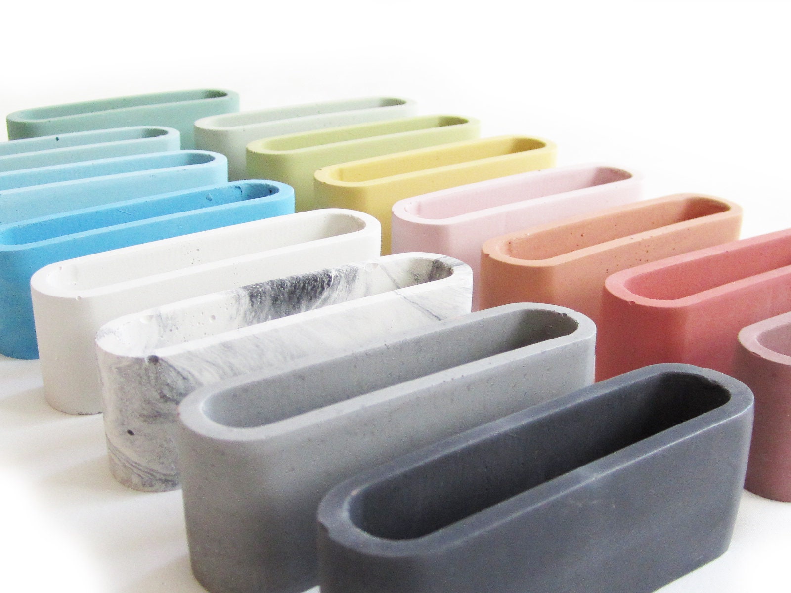 Modern Office Desk Accessories Concrete Business Card Holders Storage