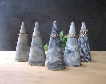 Concrete ring cone, Ring holder, Marbled concrete cone, Ring cone, Ring Tree, Engagement Ring Cone, Wedding Ring Holder Cone, Cement Cone,