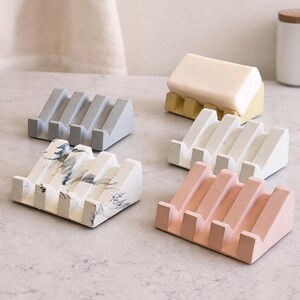 Soap Dish, Draining Soap Dish, Soap Holder, Sponge Holder, Cement, Modern, Minimalist , Bathroom Accessories, Soap Bar, Kitchen image 4