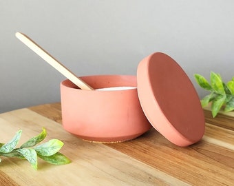 Salt Cellar with Lid and Spoon , Salt Pig, Handmade Concrete Salt Cellar, Kitchen, Minimalist Pinch Bowl, Salt Box, Salt Keeper