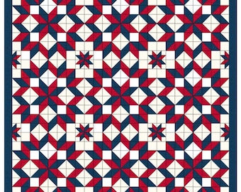 Carpenter Star-in-Star Throw-size Quilt Pattern