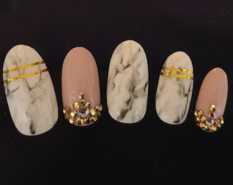 Nude Nails Gold - Etsy