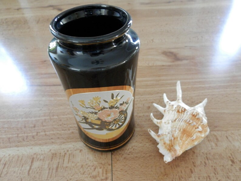 Chokin Japanese Vase, About 6 Tall, Black With Gold and Silver Plating Etsy
