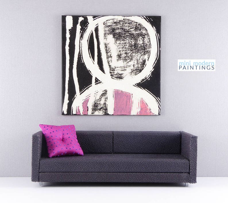 1:12 Scale Abstract Miniature Paintings One Sixth Scale Modern Mini Modern Dollhouse Miniatures