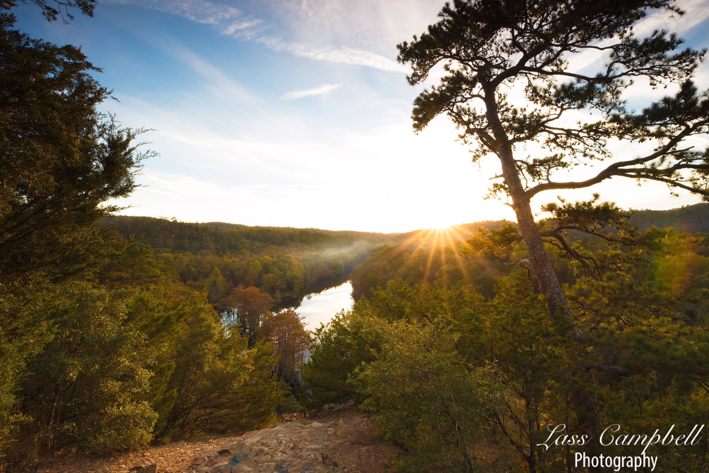 Sunset, Cedar Bluff, Mountain Fork River, Oklahoma, Fall Foliage, River