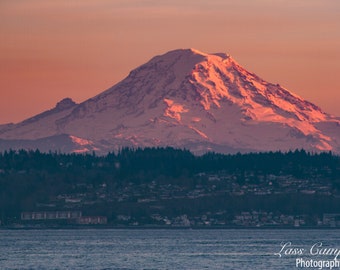 Mount Rainier, Mountain, Pacific Northwest, Puget Sound, Sunset, Vashon Island, Washington