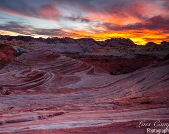 Fire Wave at Sunset II, Valley of Fire State Park, Nevada, Las Vegas, Desert