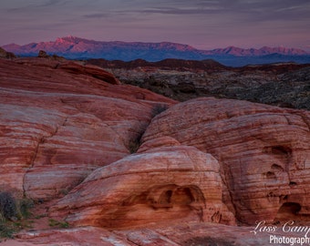 Sunset, Virgin Mountains, Fire Wave Trail, Valley of Fire State Park, Nevada, Las Vegas, Desert